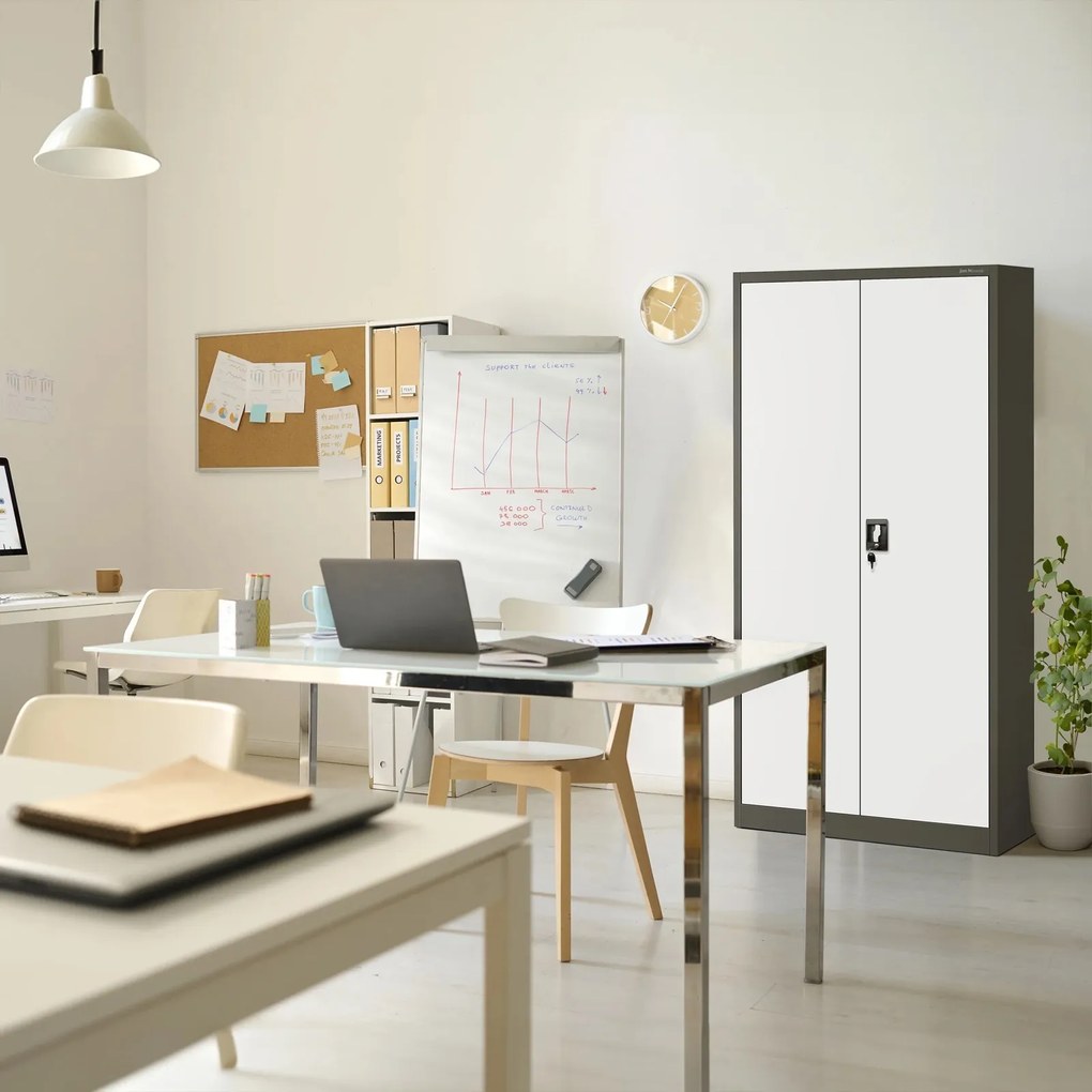 Szafa biurowa Jan dwudrzwiowa 90x40x185 cm antracyt/biały