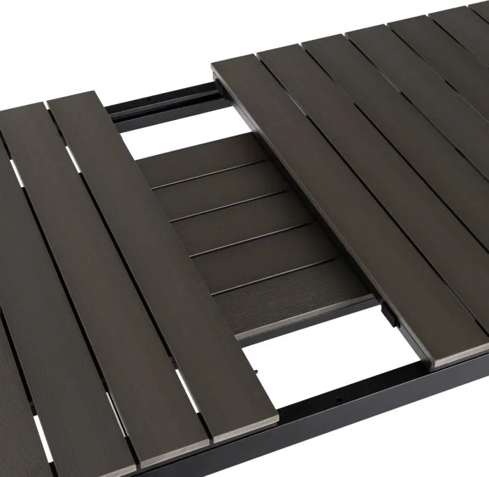 Stół Ogrodowy Prostokątny ARGOS 140-180 cm Rozkładany Ciemnoszary Dąb/Czarny