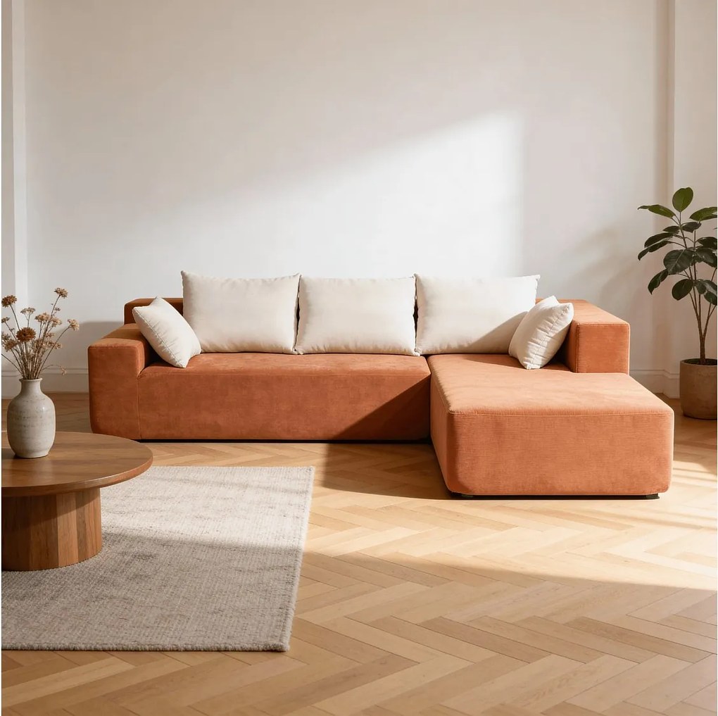 Coco Living Sofa do salonu Luna 3-osobowa – pomarańczowy biały prawa