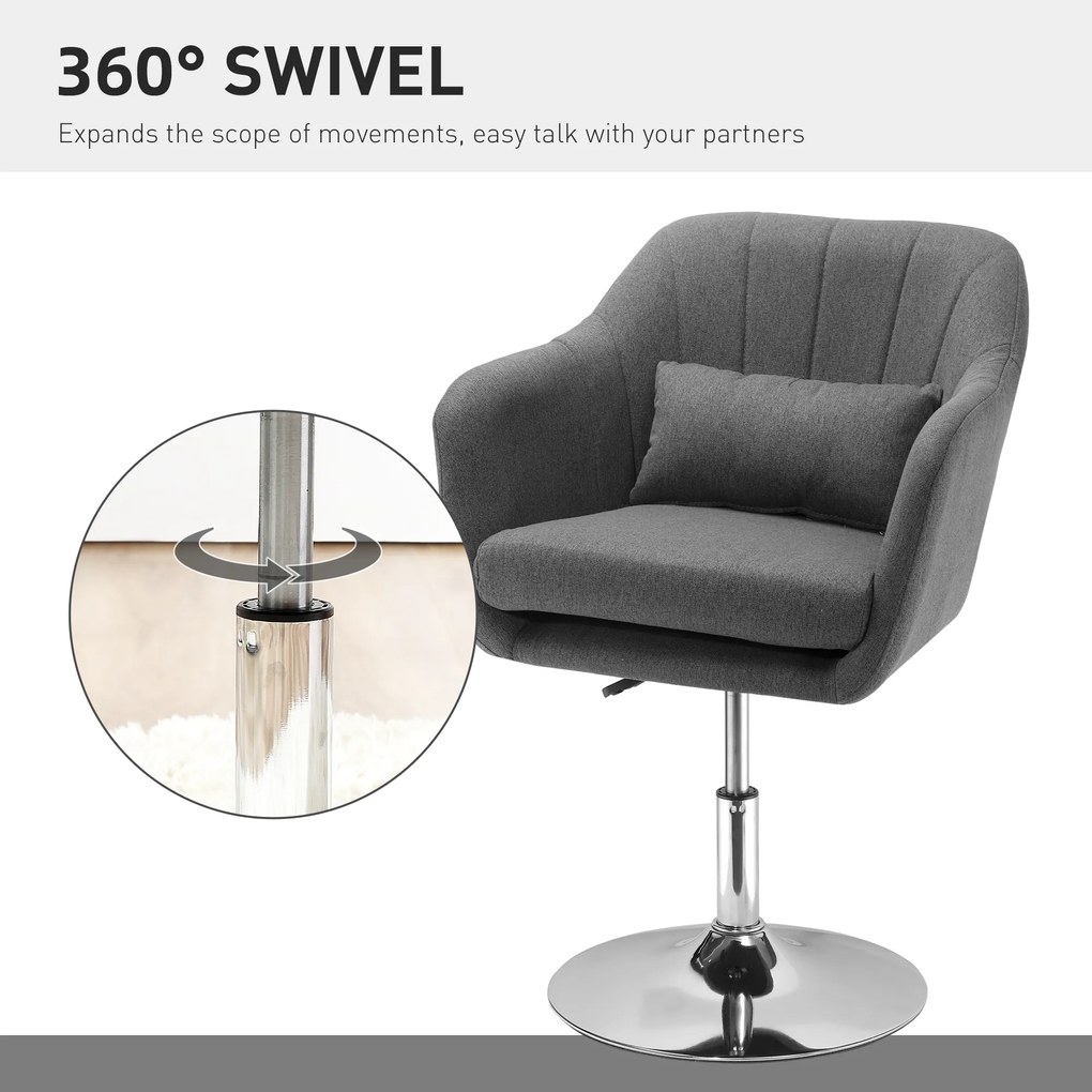 HOMCOM Krzesło biurowe krzesło obrotowe fotel obrotowy z regulacją wysokości tkanina kolor ciemnoszary