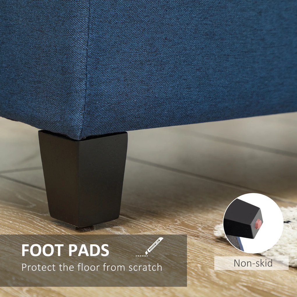 HOMCOM Ławka z miejscem do przechowywania, pufa, ławka do przedpokoju, pikowanie, 125,1 cm x 48,9 cm x 41,3 cm, Niebieska