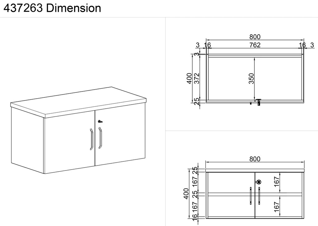 Nadstawka dwudrzwiowa MIRELLI, 800 x 400 x 400 mm, brzoza