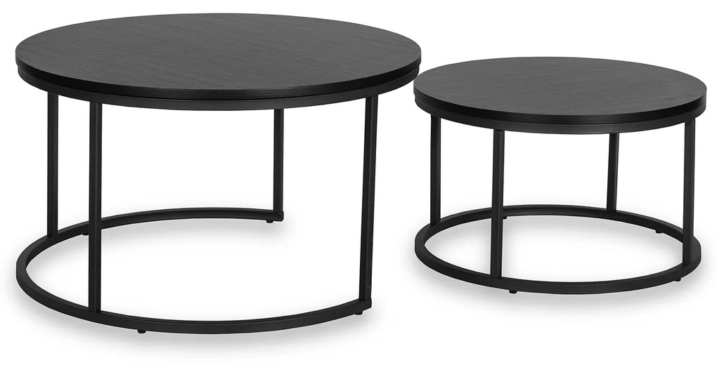 Zestaw Stolików Kawowych MANU MAX 60 cm/80 cm Czarny Nowoczesny Loft