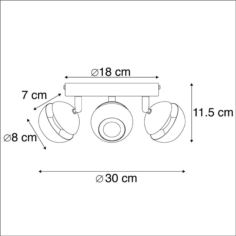 Nowoczesny reflektor 3-źródłowy czarny ze złotym wnętrzem - Buell Deluxe