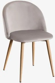 Krzesło Jadalniane Tapicerowane I Stalowe Kana Natural Wood & Aksamitny Grey Taupe & Aksamitny - Sklum