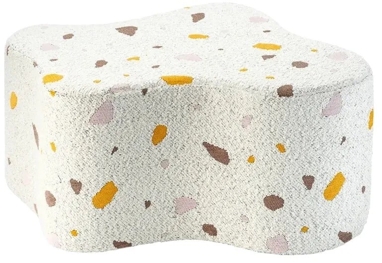 Biały puf dziecięcy z materiału bouclé/z tkaniny szenilowej Terrazzo Cloud – Wigiwama