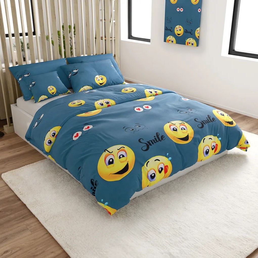 PrzytulneMieszkanie.pl PrzytulneMieszkanie.pl Pościel z mikrofibry GŁODNY EMOTIKON szare Rozmiar pościeli: 2 szt 70 x 90 cm | 200 x 220 cm