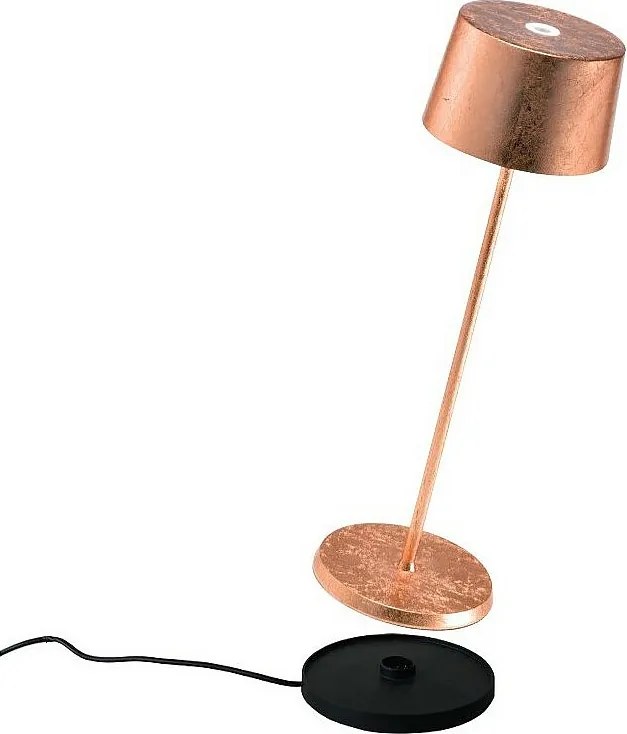 Lampa stołowa LED Olivia Pro Copper Leaf, ładowalna i ściemnialna.