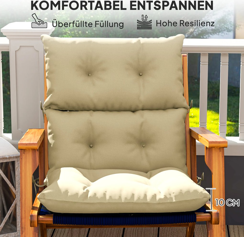 Outsunny Poduszka na Siedzisko, Gruba Poduszka Polstrowana do Mebli, z Oparciem, na Krzesło Huśtawkowe, Do Użycia Wewnątrz i na Zewnątrz, Beżowa