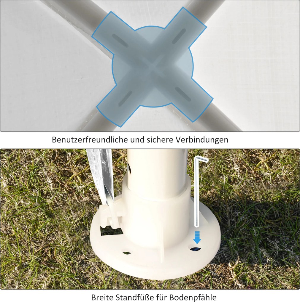 Outsunny Pawilon Ogrodowy Imprezowy Pawilon Pawilon Ogród Festiwalowy Namiot System Klikający 90 g/m² PE-Plachta Stal Biały 2,7 x 2,7 m
