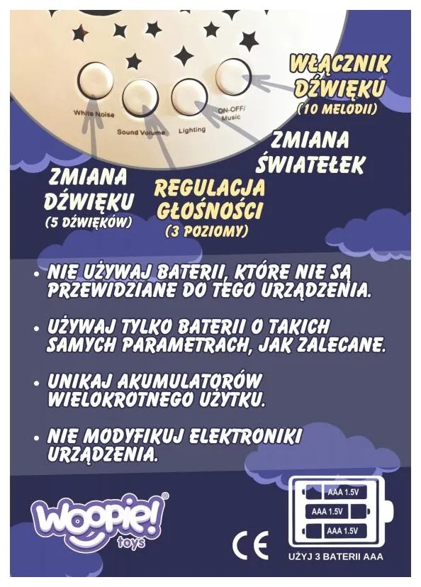 Woopie baby przytulanka usypiacz projektor 2w1 miś - 10 kołysanek