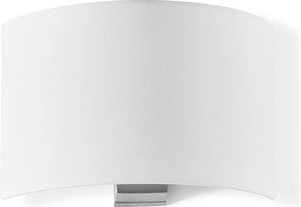 Kinkiet Amsterdam w klasycznym stylu - Wysoko?? 21 cm - wn?trze - stal i satynowany nikiel - bia?y plisowany aba?ur wst?gowy - E27 Ø45 Max. 40W-IP20