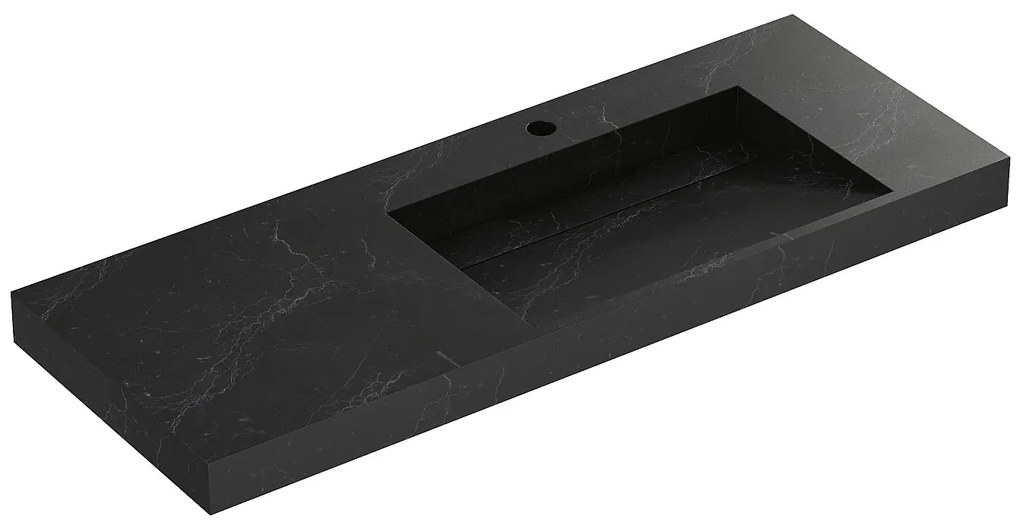 Umywalka wisząca solid surface z efektem czarnego marmuru - 120 x 45 x 8 cm - OKAPA