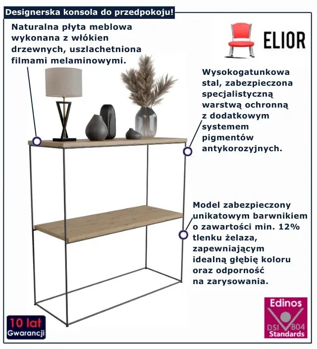 Klasyczna konsola do przedpokoju dąb artisan + czarny  P8-W51