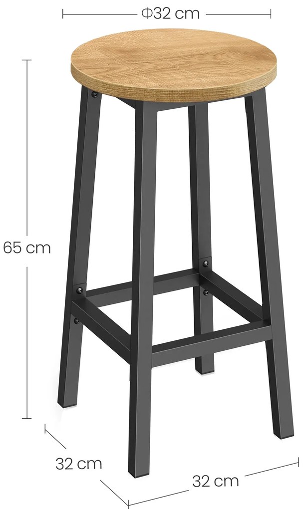 Wysoki dewniany taboret dąb + czarny Z1-P69