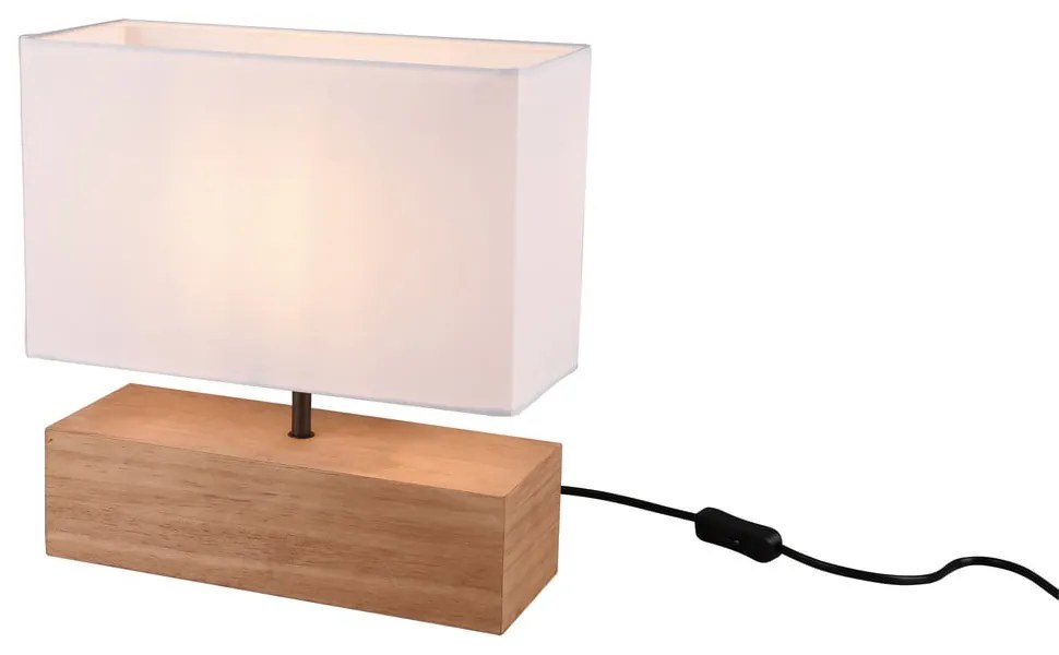 Biało-naturalna lampa stołowa z tekstylnym kloszem (wysokość 30 cm) Woody – Reality