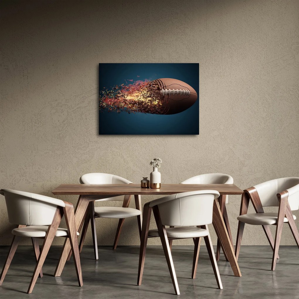 Obraz - Piłka do rugby w akcji (70x50 cm)