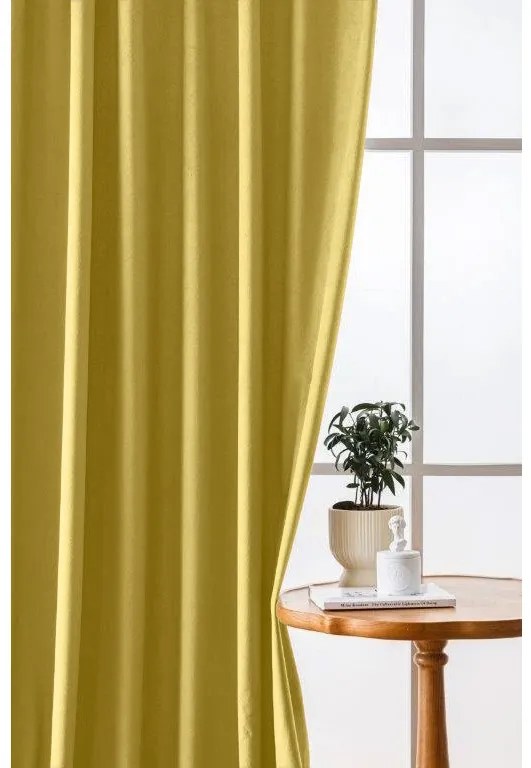 Zasłona zaciemniająca VELVET 140x270 cm, musztardowy Zawieszanie: Taśma z wiązaniami