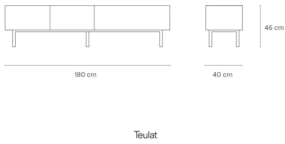 Biało-naturalna szafka pod TV w dekorze dębu 180x45 cm Arista – Teulat