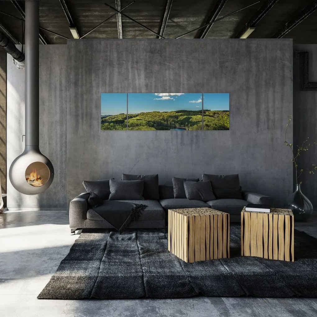 Obraz - Jezioro w lesie (170x50 cm)