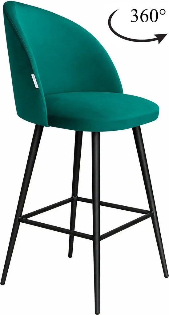 Hoker Colin krzesło barowe tkanina Welur podstawa metalowa : Kolor nogi - Czarna stożek, Kolor tkaniny - VELVET - MG20, Typ siedziska - Siedzisko obrotowe 360°