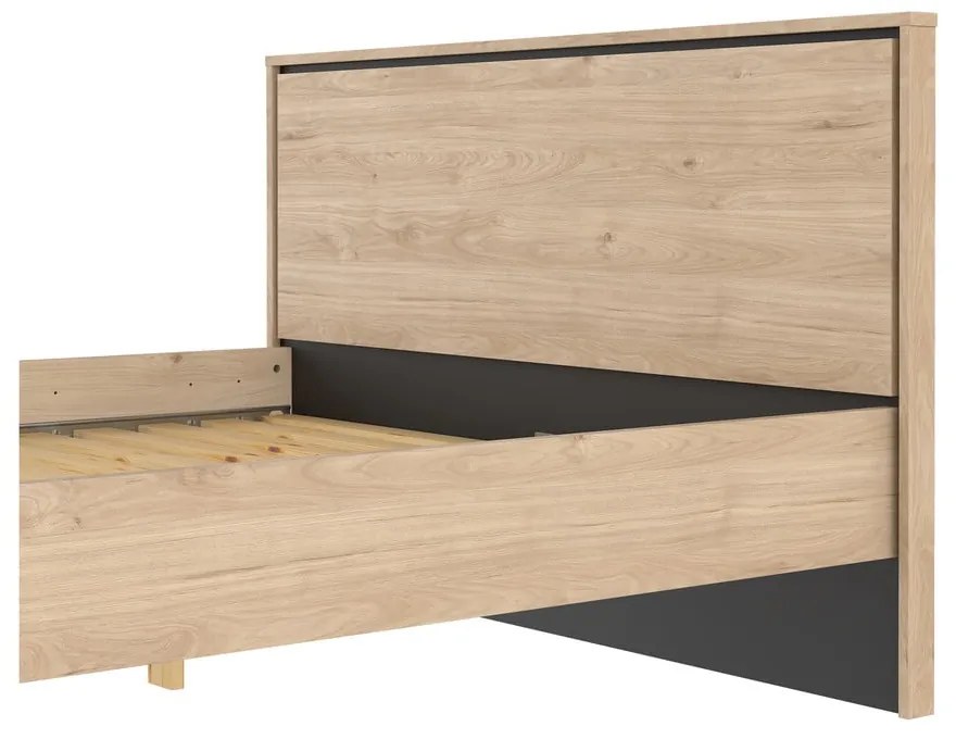Łóżko dwuosobowe w dekorze dębu ze stelażem 140x200 cm w naturalnym kolorze Ry – Tvilum