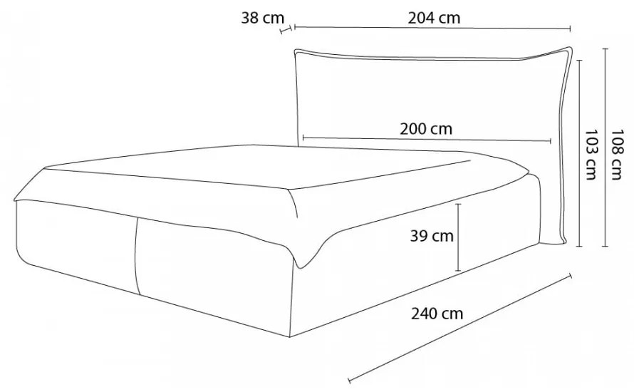 Beżowe tapicerowane łóżko dwuosobowe ze schowkiem ze stelażem 160x200 cm Jade – Bobochic Paris