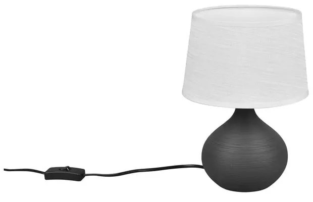 Ciemnobrązowa lampa stołowa z ceramiki i tkaniny Trio Martin, wys. 29 cm