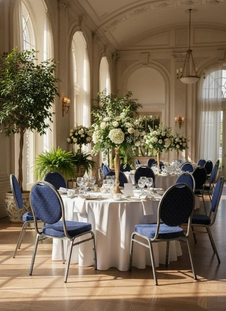 Niebieskie Tapicerowane Krzesło Bankietowe W2-W38