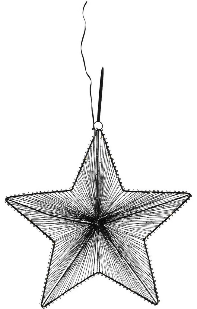 Dekoracja świąteczna z 20 diodami LED i cekinami, czarny, 30 x 31 x 5 cm