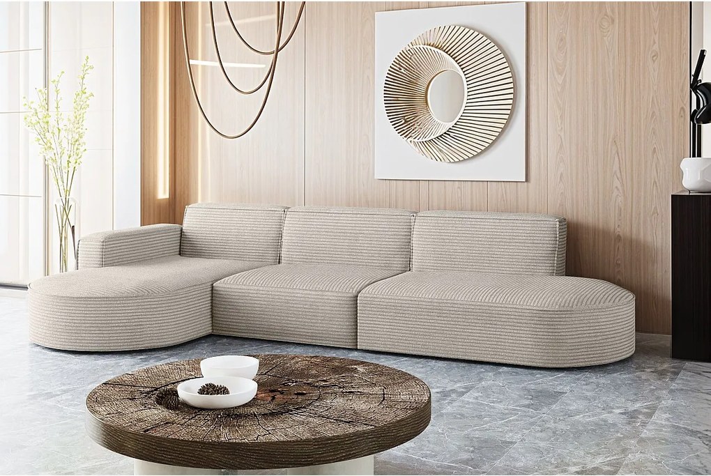 Narożnik w kształcie L Modena L, tkanina Poso, Beżowy, Lewy