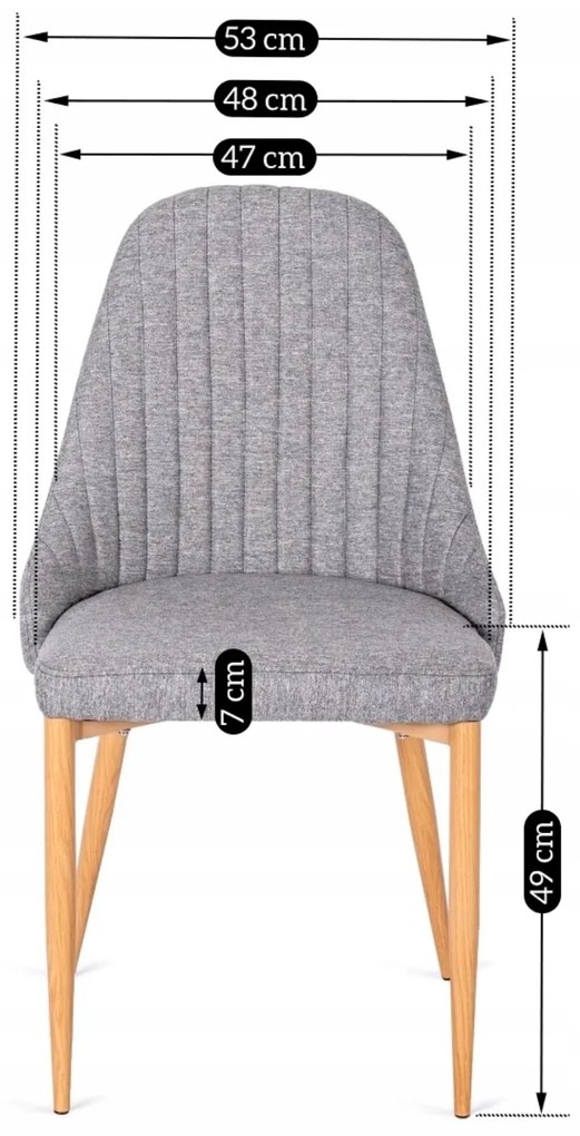 Krzesło Tapicerowane do Jadalni TORINO Szare Nowoczesne