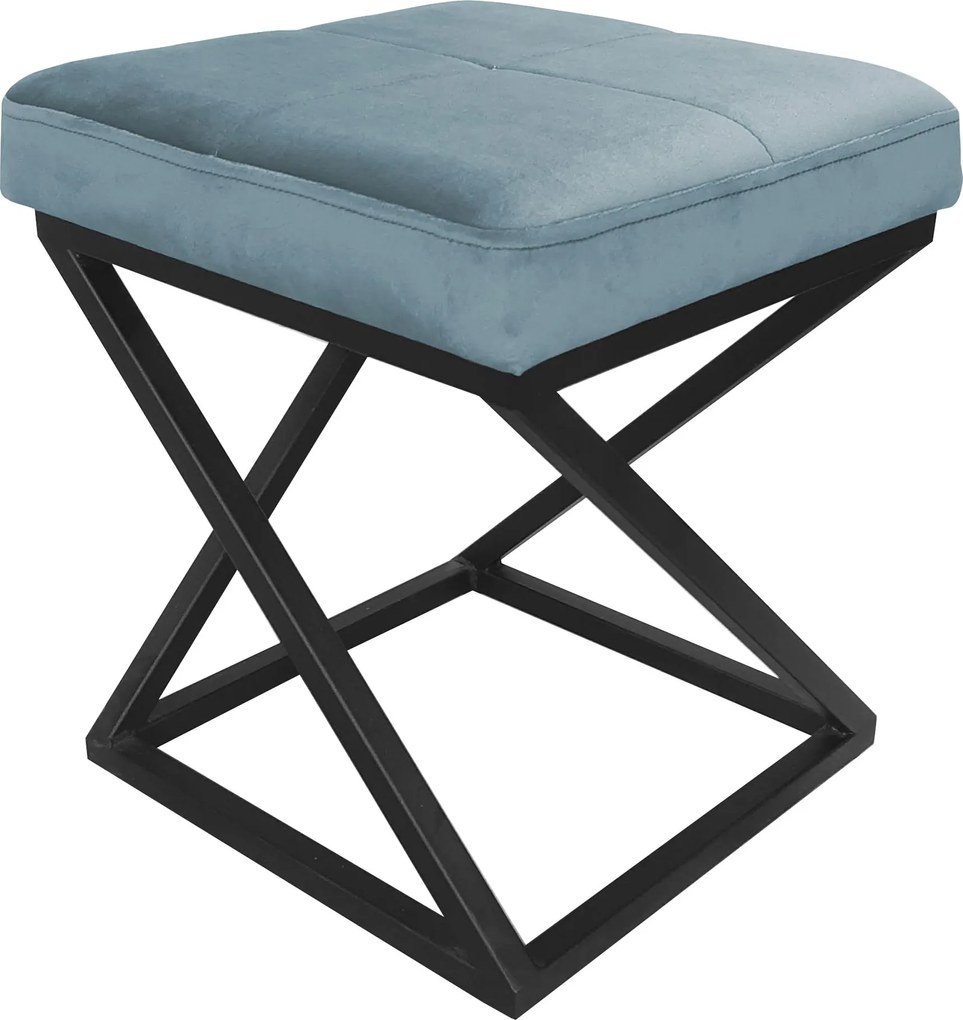 Pufa ZOA tkanina Welur loft ławka podnóżek metal : Kolor Stelaża - Czarny , Kolor tkaniny - VELVET - BL06, Typ tkaniny - Velvet