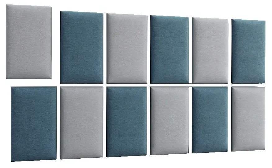 Zestaw 12 paneli tapicerowanych QUADRATTA 180x100 morski/jasnoszary ELTAP