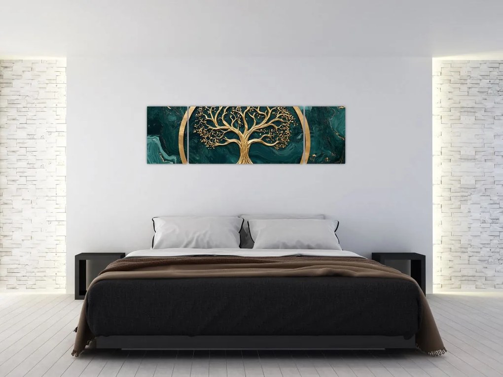 Obraz – Złote drzewo życia w marmurze (170x50 cm)