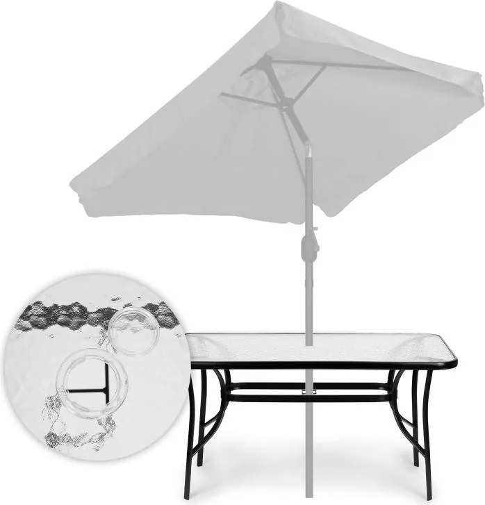 Stół ogrodowy 140x80 cm z otworem na parasol Tulum 094, czarny