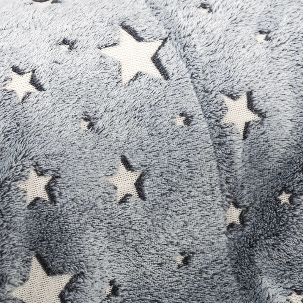 4Home Koc Soft Dreams Stars świecący szary, 150 x 200 cm