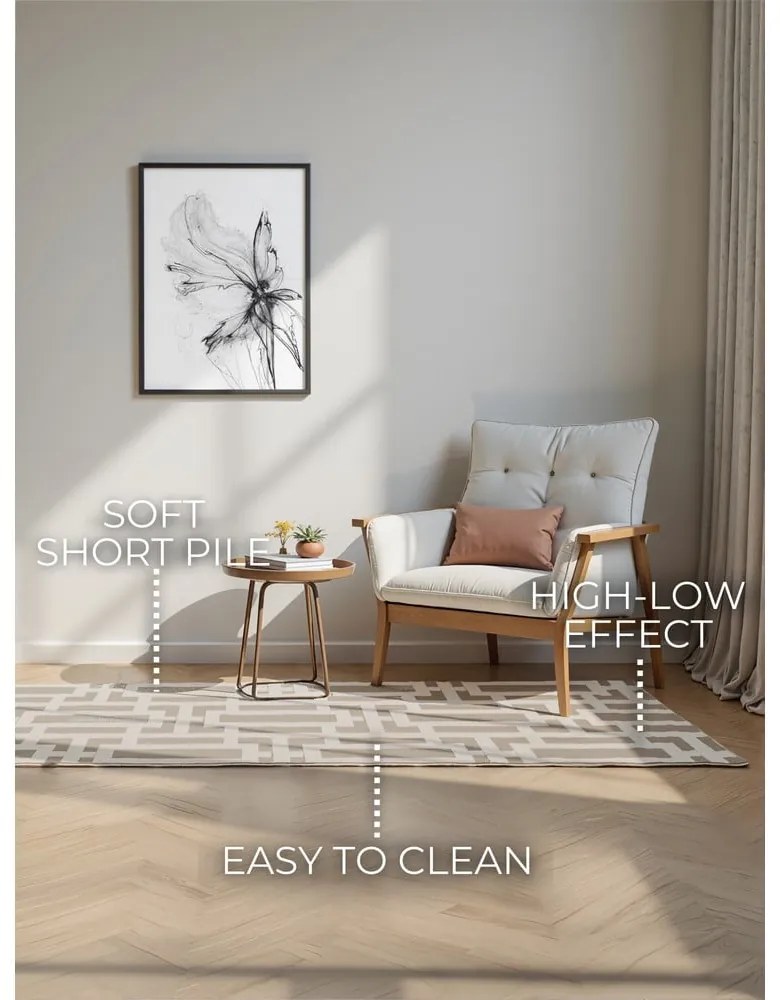 Szaro-kremowy chodnik 80x240 cm Perles Onyx – Elle Decoration