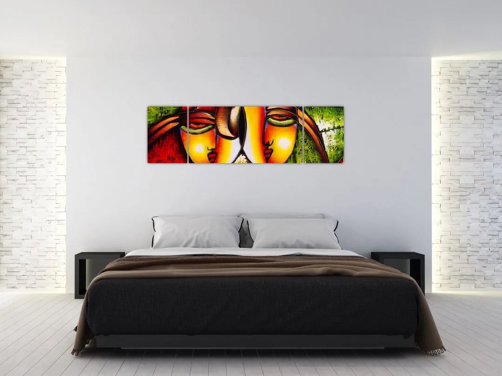 Obraz - Obraz olejny, abstrakcyjne twarze (170x50 cm)