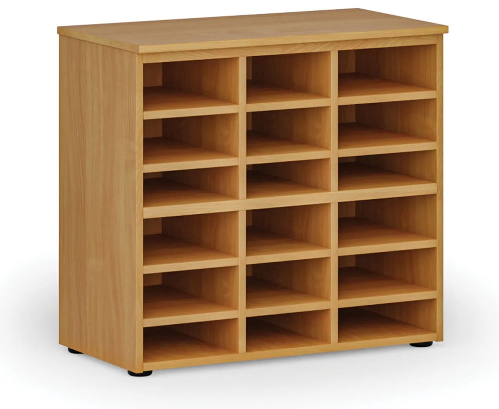 Regał sortujący PRIMO WOOD, 800 x 420 x 740 mm, 18 przegród, buk