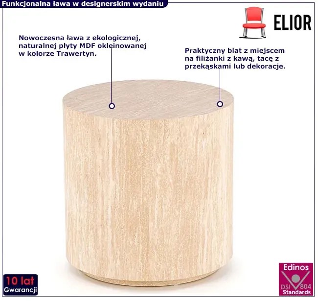 Nowoczesna okrągła ława kawowa trawertyn M3-Z72