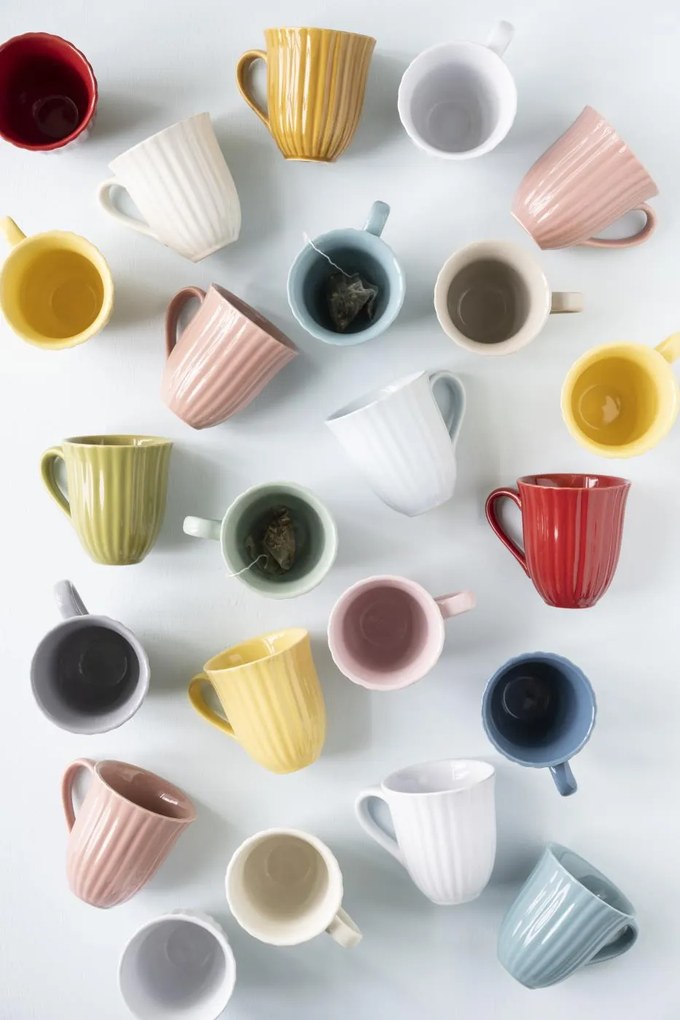 Żółty ceramiczny kubek z rowkami MYNTE LEMONADE