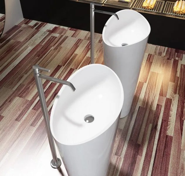 Umywalka wolnostojąca PB2175 WAVEOdlew mineralny - Biały mat - 60 x 37 x 90 cm