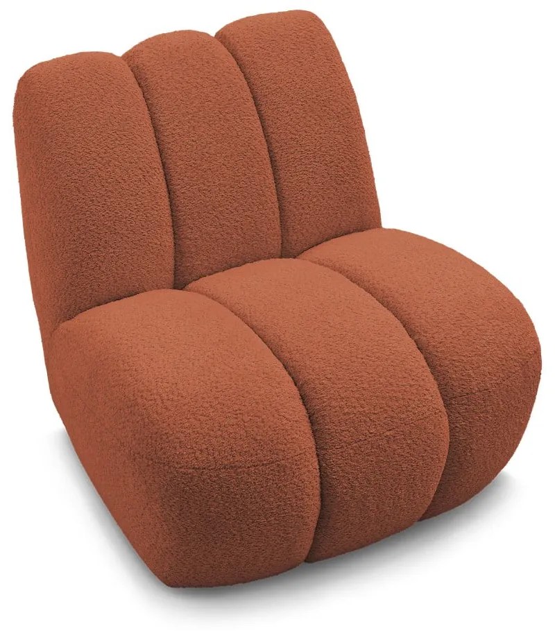 Ceglasty fotel z materiału bouclé Janissaire – Bobochic Paris