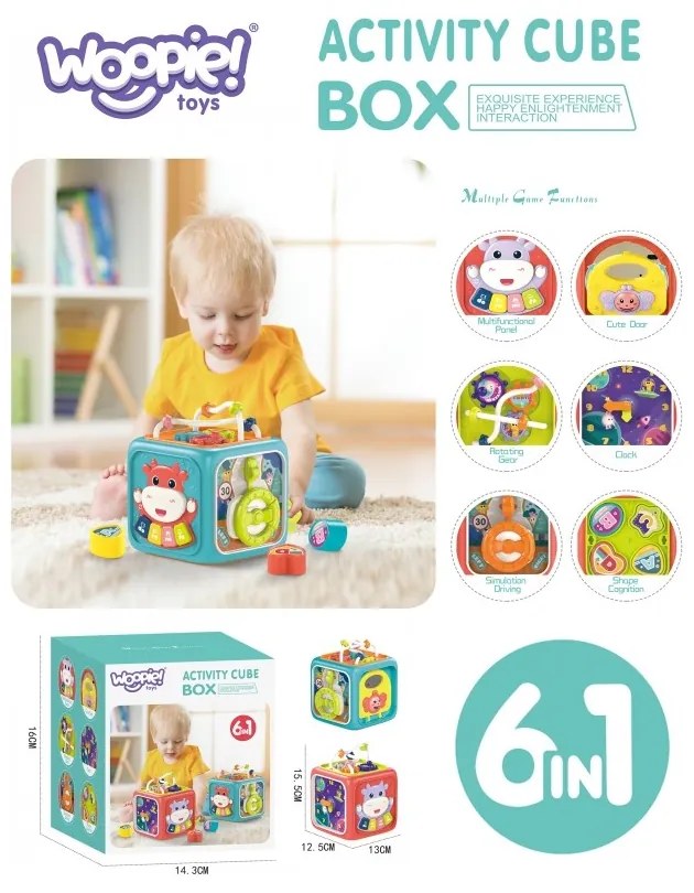 Woopie baby interaktywna kostka sensoryczna edukacyjna montessori sorter 6w1