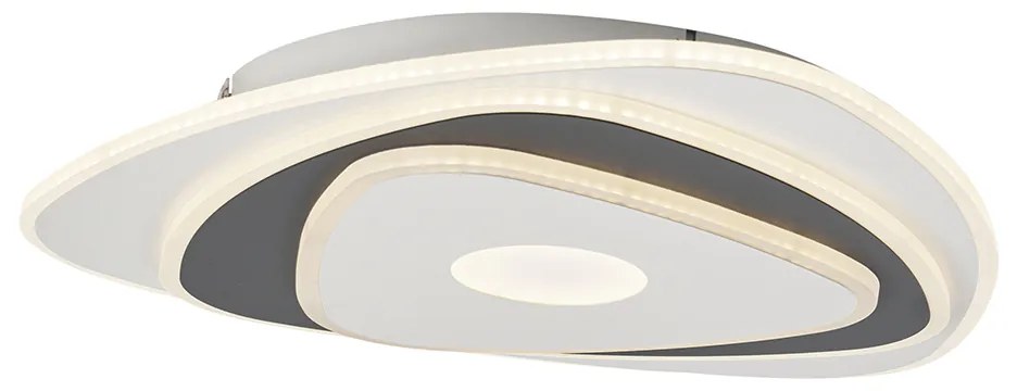 Designerska lampa sufitowa biała z ciemnoszarym organicznym kształtem z LED z możliwością ściemniania - TaylorDesignerski Oswietlenie wewnetrzne