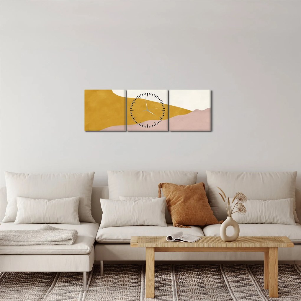 Obraz - Góry akwarelowe N⁰3 (z zegarem) (90x30 cm)
