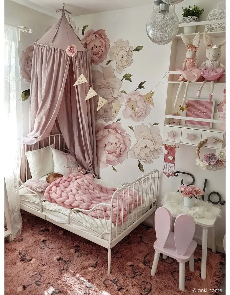 Różowy bawełniany dywan dziecięcy tkany ręcznie odpowiedni do prania 140x210 cm English Garden Ash Rose – Lorena Canals