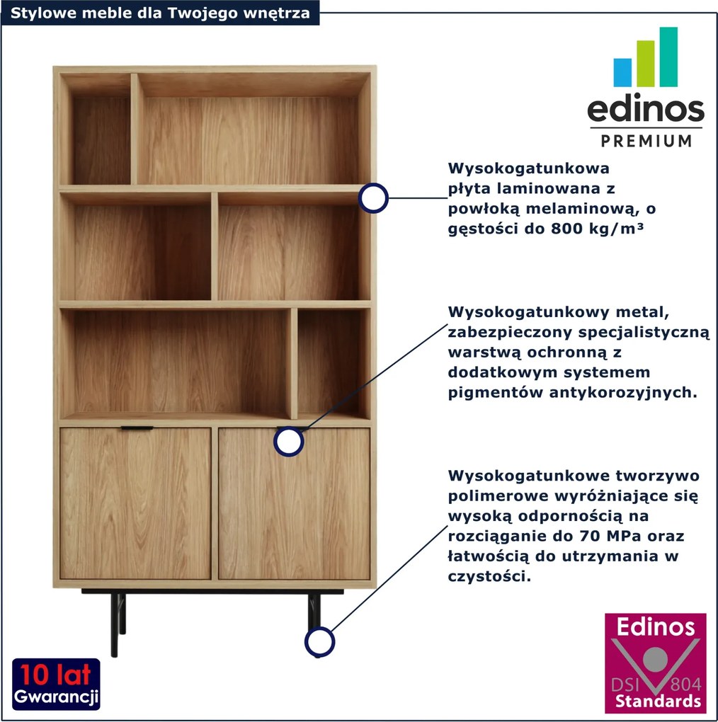 Regał na książki z szafką hikora naturalna F9-H69