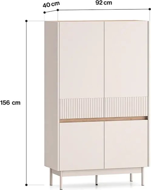 Komoda wysoka DUMI 04 4D 90 kaszmirowa/dąb cremona ML MEBLE
